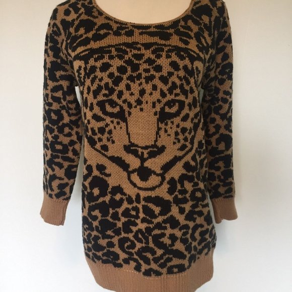 COTTON EMPORIUM Leopard Knit Cardigan Sweater S - Picture 2 of 7